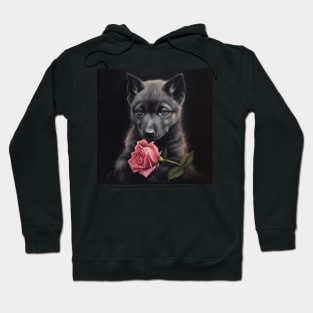 Wolf puppy and rose Hoodie